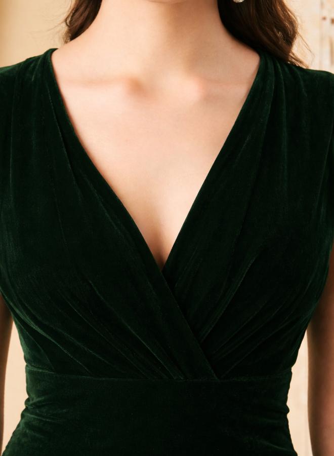 ميش فستان طويل نسائي مخمل بلا أكمام - Image 1